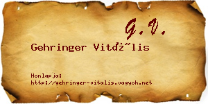 Gehringer Vitális névjegykártya